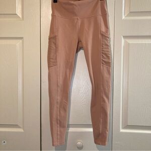 Power Hold Fabletics Peach Orange Sand Tan Leggings Pockets Squat Proof Leggings